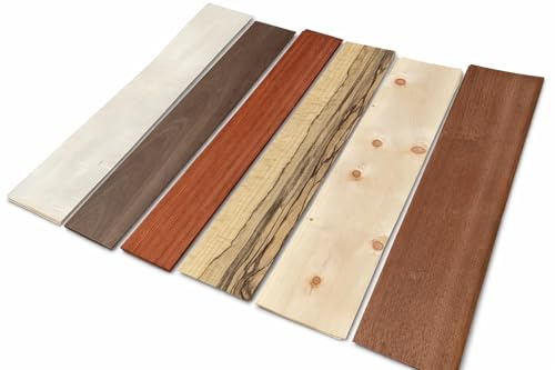 1m² Echtholz Furnierblätter – 7-11 Blätter Holzfurnier Mix | Länge 100cm | Buche Eiche Nussbaum Kirsche | Modellbau Intarsien Basteln DIY