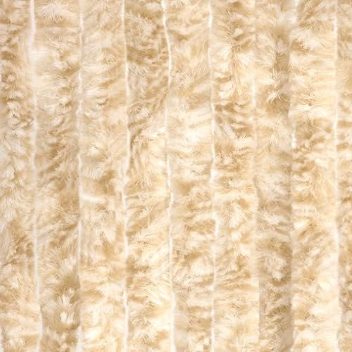 Moritz Rideau de porte en chenille - 56 x 185 cm - Beige et blanc - Pour camping, caravane