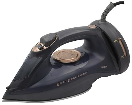 Ferro a vapore a batteria senza fili, 2200 W, suola in ceramica, anticalcare e anti goccia, serbatoio dell'acqua da 260 ml