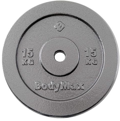 BodyMax Cast Iron 1 Standard Weight Plates – Durable Cast Iron with 1 Hole – Ideal for Home Gyms & Standard (1) Barbells – Sold Individually - 1.25kg - 25kg (15, Kilograms)