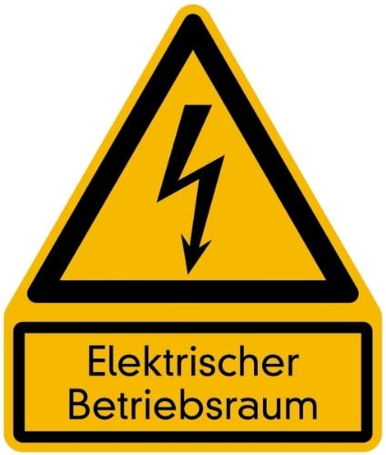 LEMAX® Warnschild, Kombischild, Elektrischer Betriebsraum Kunststoff gelb/schwarz/Randfarbe: schwarz 200x237mm