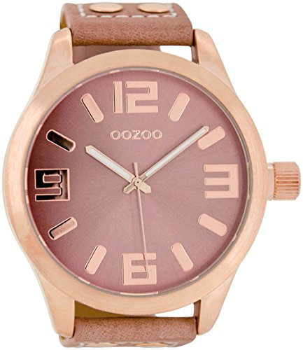 Oozoo Herrenuhr mit Lederband 51 MM Rose/Pinkgrau/Pinkgrau C1102