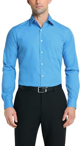 Van Heusen Herren Anzughemd, Popeline, einfarbig Klassisches Hemd, Cameo Blau, 42 cm Hals 86 cm-89 cm Ärmel