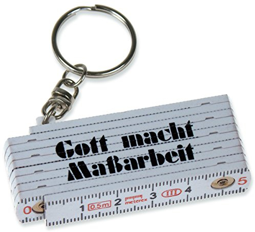 Uljö °° Schlüsselanhänger Mini-Zollstock 50 cm Gott mach Maßarbeit (weiß)