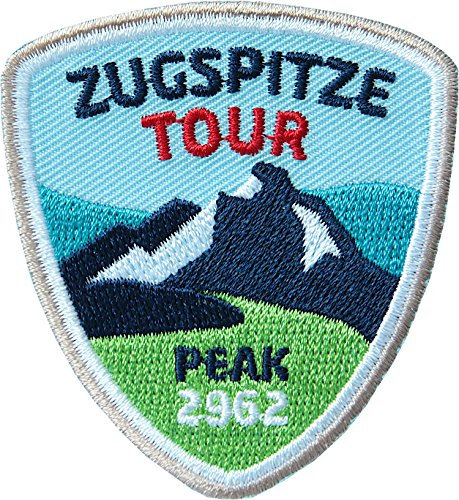 2 x Zugspitze Abzeichen 55 x 60 mm gestickt/Zugspitz Bergtour Bergsteigen Wandern Klettersteig/Aufnäher Aufbügler Flicken Sticker Patch für Kleidung Rucksack/Wanderkarte Wanderführer Tour Karte