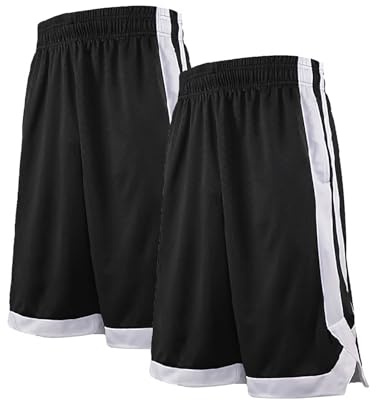 TOPTIE Shorts de Sport 2 Tons Short de Basket pour Hommes avec des Poches Short d'entraînement de Poche