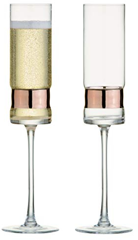 Anton Studio Designs SoHo Handmade Champagne Flutes Perfect Party Tableware for Weddings and Celebrations - 200 ml - Bronze - Set of 2 Elegant Champagne Glasses