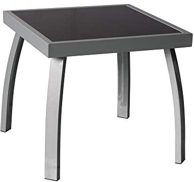 Jarder Table basse d'appoint de jardin | Carrée | Aluminium et verre trempé | Patio Outdoor