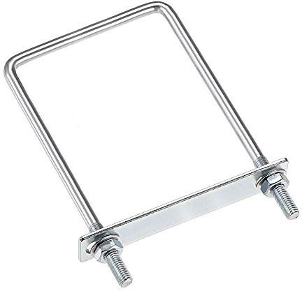 sourcing map 2 Stück M8 Vierkant U-Bolzen Quadratische Bügelbolzen Bügelschrauben 90x180mm mit Mutternrahmen und Befestigungselementen, Kohlenstoffstahl
