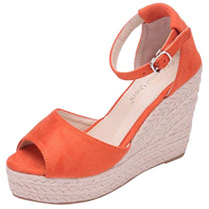 Susenstone Sandales Femme Compensées Chaussure de Jardin Été PU avec Boucle Mules à Talon Compensé Casuel Claquettes Nu Pieds Vacances Plage Extérieur Confortable Léger Multicolore