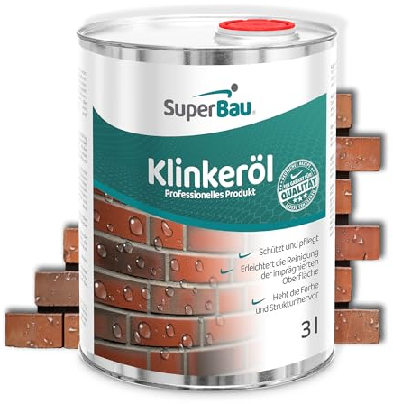 SuperBau Klinkeröl Außen & Innen (3 L ca.45m²) Klinkerstein Imprägnierung, Versiegelung & Hydrophobierung, für Klinkersteine, Riemchen, Mauern & Klinkerziegel, Deko