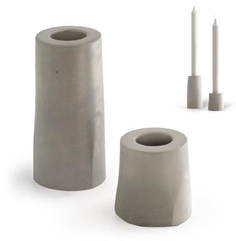 BETOLZ® Stella Design Stabkerzenhalter handgefertigt aus Beton - 2er Set/Kerzenständer Stabkerzen/Kerzen Ständer/Kerzenhalter Stabkerze