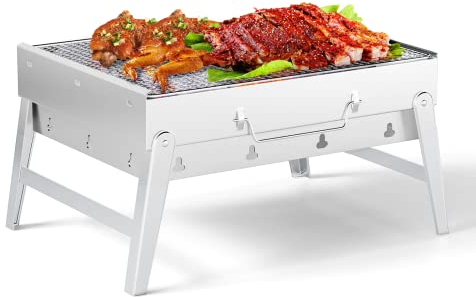 Portable Charcoal Barbecue Grill,UYOTBKEUB Stainless Steel Camping Grill for Travel, Outdoor Cooking and BBQ