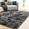 OMERAI Teppich Wohnzimmer Großer Teppich Super Weicher Schlafzimmer Teppich Grosser Teppich Antirutsch Teppiche Kunstpelz Teppich Tie-dye Carpet (Dunkelgrau,150x240cm)