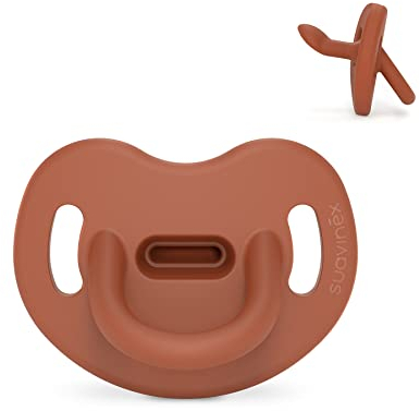 Suavinex, Schnuller aus Silikon, für Babys 0/6 Monate, Schnuller mit anatomischem Sauger Sx Pro, super weich und flexibel, ideal zum Schlafen, Colour Essence, Ziegel