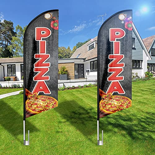 FSFLAG Pizza Drapeau en polyester pliable et résistant aux déchirures, support rectangulaire, pour usage quotidien décontracté, 2,4 m x 0,6 m, rouge