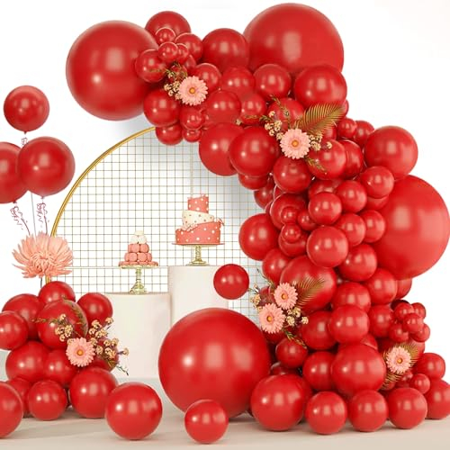 Luftballons Rot, 120 Stück Luftballon Girlande Rot, 18 12 10 5 Zoll Ballon Girlande Rot, Luftballons Geburtstag Babyparty Hochzeit Party Deko