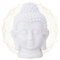 Relaxdays 4 x Buddha Kopf, Kunststoff, Buddha-Figur, HBT: 17x12x10 cm, Zen-Deko für Wohnzimmer & Bad, Feng Shui Deko, weiß