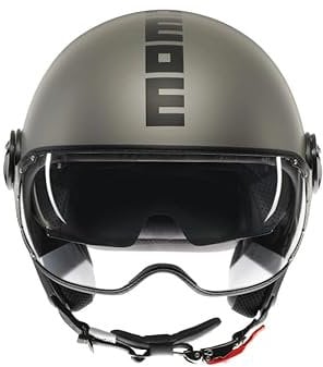 MOMODESIGN - FGTR EVO E2206, Casco Jet con Visiera Parasole, Casco Aperto per Moto e Scooter, per Uomo e Donna, Titanio Opaco/Nero, XL