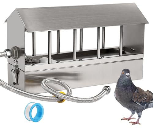 Svauoumu Taubentränke, Automatische Geflügeltränke aus Edelstahl mit 1/2 Zoll Schwimmerventil, Wachtelfütterung für Wachteln, Hühner, Enten, Gänse
