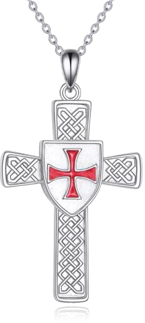 VONALA Templer Kreuz Anhänger Halskette 925 Sterling Silber Vintage Kreuzritter Heiliger Ritter Schmuck Geschenk für Männer Jungen