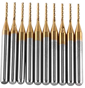 10 Stück Schaftfräser Satz, 1mm Fräser Hartmetallfräser CNC Fräse Metallfräser Wolframkarbid-Schaftfräser Gravur-Bits 3,175 mm x 1 mm