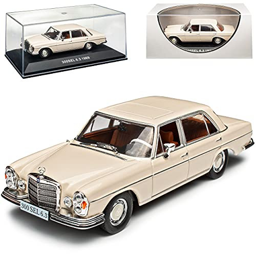 IXO Mercedes-B S-Klasse 300SEL 6.3 Limousine Ivory Beige Cream W109 1965-1972 1/43 Modell Auto mit individiuellem Wunschkennzeichen