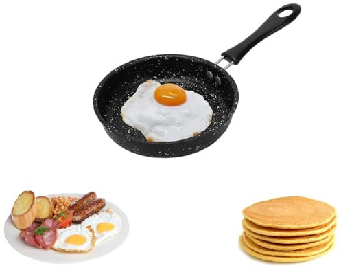 Sarten Pequeña 14Cm, Mini Sartén De Acero Inoxidable, Sartén Pequeña Antiadherente, Sarten Pequeña Induccion, Negro, Antiadherente, Portátil, Adecuado Para Huevos Fritos, Tocino, Bistec