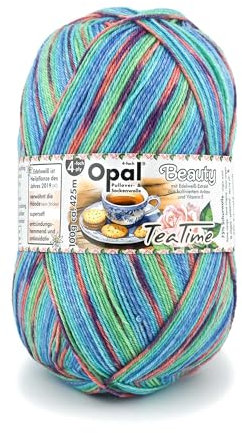 Opal Beauty TeaTime 4-fädige Sockenwolle, 75% Schurwolle/25% Polyamid, mit Edelweiß-Extrakt und Vitamin E, 100g/420m, (11511 Ambiente)