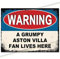 Grumpy Aston Villa Fan Lives Here Metal Bar Sign Father's Day Gift Logo Man Cave Tin Sign Retro Vintage Hanging Wall Plaque Kitchen Garden Shed Garage Funny Made Uk (15cm x 10cm)