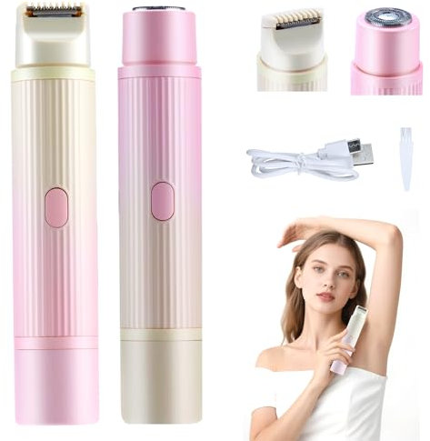 Feelhap Afeitadora Mujer, Afeitadora Eléctrica 2 en 1 Rasuradora Mujer Zona Intima Depiladora Zona Intima, Recortadora Femenina Electrica Impermeable Depiladora Facial Recargable USB (Dos colores)