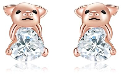 Tierohrringe aus 925er Sterlingsilber Französische Bulldogge/Capybara/Libelle/Kolibri/Biene/Opossum/Fuchs/Huhn/Schwein/Katze Niedlicher Tierschmuck Geschenke für Frauen und Mütter