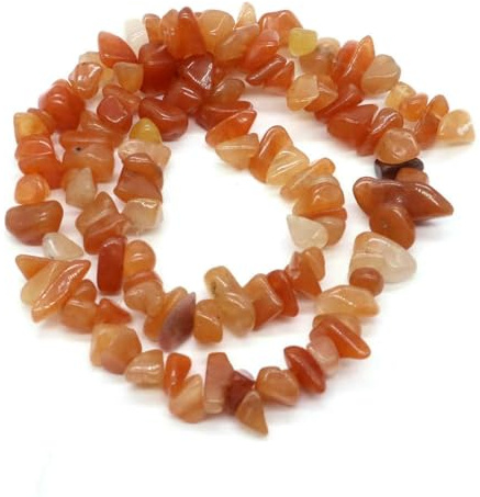 Natürliche Aquamarin-Quarzkristall-Steinperlen, Freiform-Chips, Kies für Party, DIY-Basteln, Halsketten, Armbänder, Schmuckherstellung – Oranger Aventurin – 1 Stück (ca. 81
