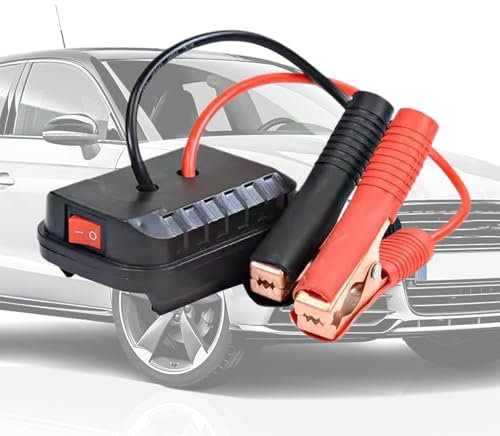 Battery Car Jump Starter, Portable Booster Converter, 18–21v Power Adapter, Heavy-Duty Clamps with Core, for Truck RV Camping Outdoor Use, 3.15x2.17 inches, Black, 1 Set, 150g