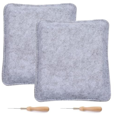 Omnikryp 2 Piezas Almohadillas de Fieltro de Aguja, Almohadilla de Fieltro Seca, Almohadilla Fieltros de Aguja Suave, Núcleo de Amortiguación de Espuma de Tres Capas, para Proyectos de Manualidades