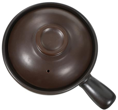 Kasserolle mit Deckel 650ml aus Keramik für Heißes Kochen | Braun, für Reisnudeln und Scharfe Suppen, Hitzebeständig, Leicht zu Reinigen
