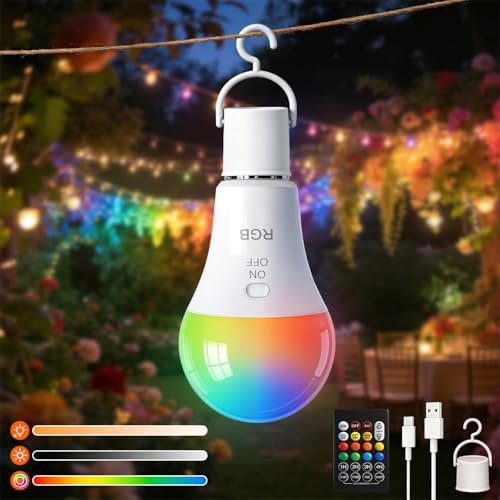 Ketom RGB Lampadina LED Ricaricabile USB, E27 Lampadina con Telecomando
