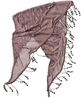 Modassori Damen-Mode Schal Dreiecks-Tuch Häkel-Fransen 2-lagig Alt-Rosa Kollektion Triangle Frühjahr-Sommer 2024