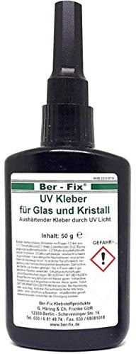 Ber-Fix UV Kleber DER Glaskleber für Glas Glas und Glas Metall 50g niedrigviskos 50mPas spaltfüllend bis 0,10 mm