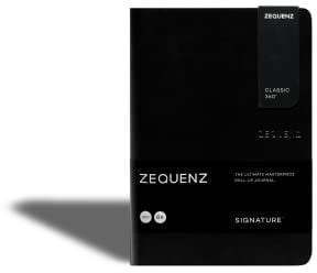 Zequenz Classic 360 Signature Series, B6 Medium, Schwarz, Softcover, 12,7 x 17,8 cm, 200 Blatt/400 Seiten, 70g/m², kariert, weißes Papier, minimalistisch, Büro & Freizeit