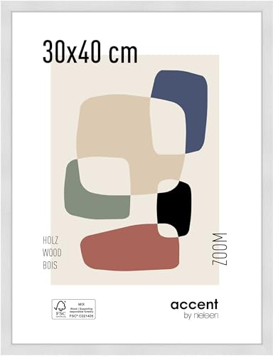 accent by nielsen Holz Bilderrahmen Zoom, 30 x 40 cm, Weiß | Holz Fotorahmen im Hoch- & Querformat zum Aufhängen Weiß matt Echtglas