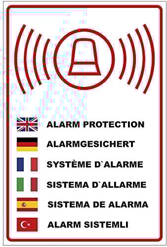 Cartello Allarmato in diverse lingue in PVC, piastra in schiuma rigida, 200 x 300 mm – 3 mm di spessore