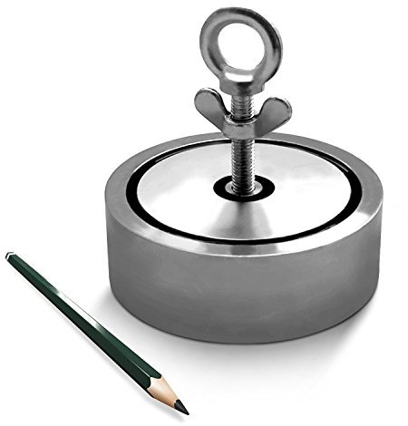 Neodym-Suchmagnet Bergemagnet bis zu 900KG 2 Bohrungen N45 vernickelt Magnetangeln, Suchmagnet:48mm 100KG - 150KG