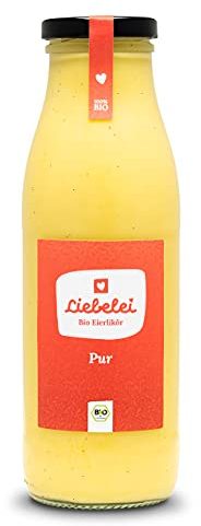 LIEBELEI - Bio Eierlikör Pur, 0.5l mit echter Bourbon Vanille, Cremiger Bio Eierlikör, 14% Vol., Geschenk für Weihnachten und Ostern