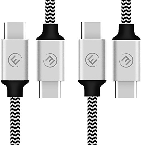 EVOMIND Cable USB C a USB C de Nylon trenzado [2x1M] Carga rápida 3A y Sincronización - Cable USB Tipo-C 2.0 para Samsung Galaxy S23/ S22/ S21, Xiaomi Mi 12/11/ 10/ Redmi Note 9, etc. - 2x1M Gris