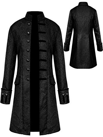 Herren-Frackjacke, Vintage-Stil, Gothic, lang, Steampunk, formell, Gothic, viktorianischer Gehrock, Kostüm für Halloween