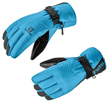 Salomon Herren Handschuhe, FORCE DRY M, Atmungsaktiv, Schwarz/Blau (Fjord Blue), Gr. L, LC1182700