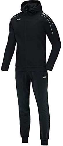 JAKO Trainingsanzug Kinder Polyester Classico mit Kapuze Schwarz Gr. 140 - Jogginganzug 2-teilig für Sport und Alltag, Jogginghose & Trainingsjacke