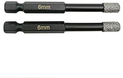 SHDIATOOL 2Pcs Forets Diamantés 6MM Vide Brasé avec Tige à Ajustement Rapide pour Perçage à Sec en Pierre Maçonnerie Béton Tuile