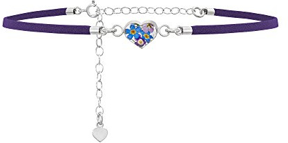 Shrieking Violet® Funky Choker Halskette – Dunkelviolett 'Vegan Wildlede' Band – Purple Haze – Herz – Sterling Silber – Einheitsgröße